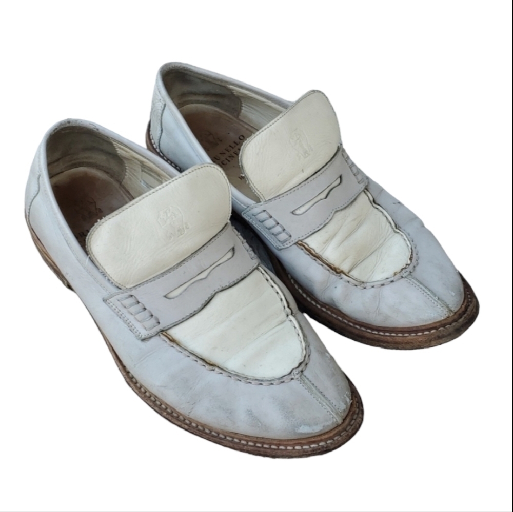 Brunello Cucinelli Vintage Y2K Loafer Women Leather Flats shoes sz 38.5/8.5